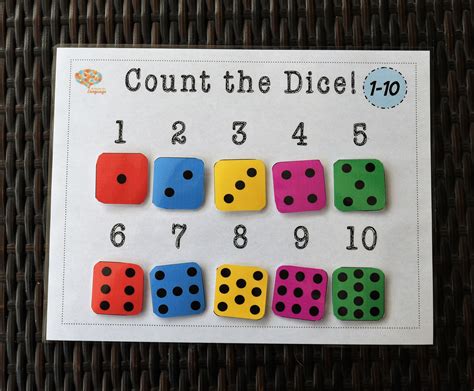 Digital Download Of Dice Numbers 1 10 Count And Match Etsy