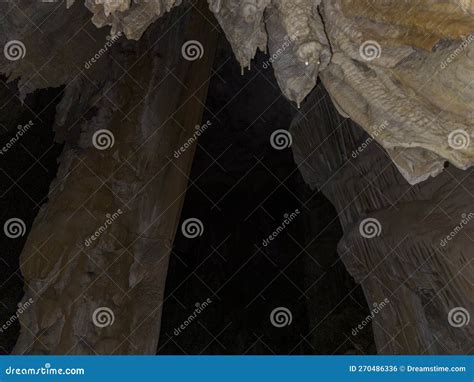 Stalactites Stalagmites And Large Calcareous Pillars Inside The Cave