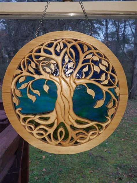 Tree Of Life W Stain Glass Wood Carving Designs Wood Carving Patterns