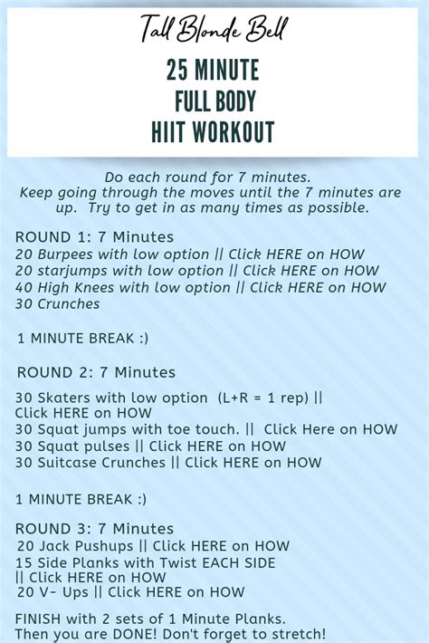 Minute Hiit Workout Plan Kayaworkout Co