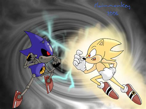 Super Sonic Vs Metal Sonic By Slainmonkey On Deviantart