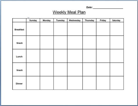 Blank Weekly Menu Chart And Printable World Pertaining To Weekly Menu