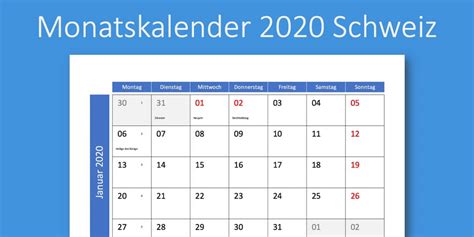 Die meisten kalender sind unbeschrieben, und das. Monatskalender 2020 Schweiz | Excel & PDF Kalender | Vorla.ch