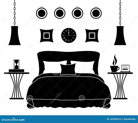 Silhouettes Of Furniture Cartoon Vector 9820543