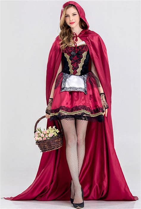 Women's Gothic Little Red Riding Hood Costume Halloween Fancy Dress - Little Red Riding Hood Suspenders Cosplay Halloween Costume | Red