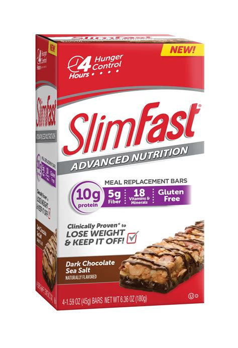 Slim Fast Advanced Meal Bar Dark Chocolate Sea Salt Shop Diet