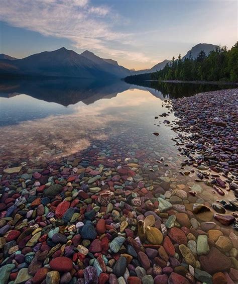 Vibrant Colored Rocks At Lake Mcdonald In Glacier National Park Montana Photo By
