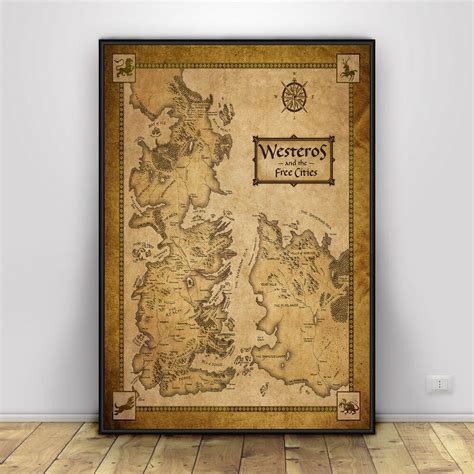 Tv Poster Game Of Thrones Map Westeros Essos Map Silk Poster Sexiz Pix