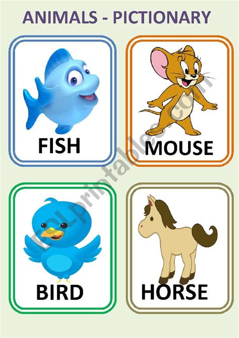 Animals Pictionary Flashcards Esl Worksheet By Sozhan20