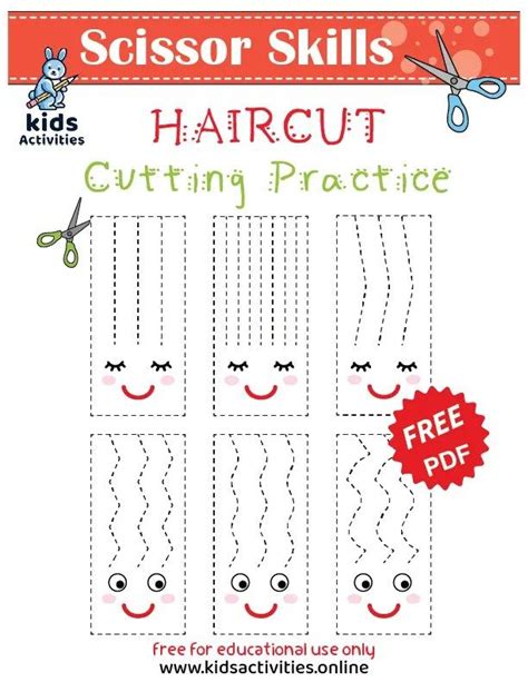 Haircut Scissor Skills Worksheets Free Printable ⋆ Kids Activities