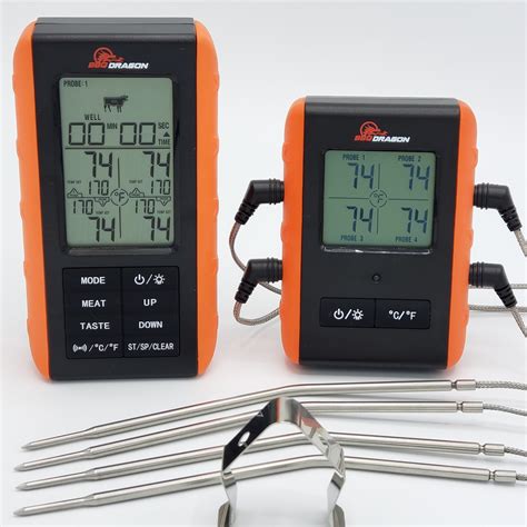 Bbq Dragon 2 Piece Wireless Meat Thermometer With Remote 4 High