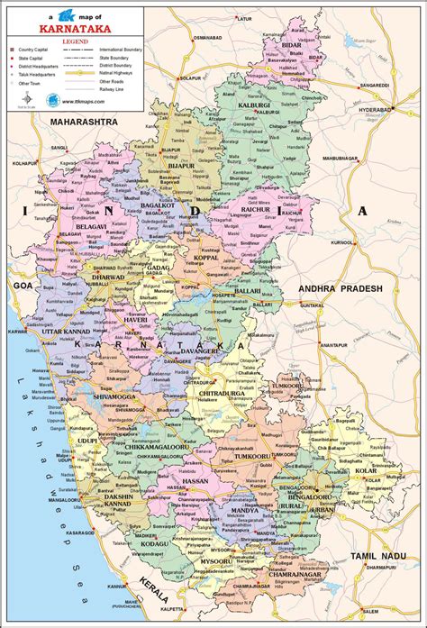 Karnataka Travel Map Karnataka State Map With Districts Cities Towns