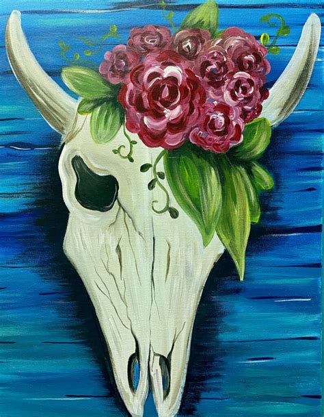Cow Skull And Roses Swirlz Art Studio