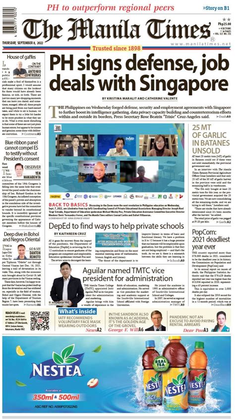 The Manila Times Front Page September 8 2022 The Manila Times