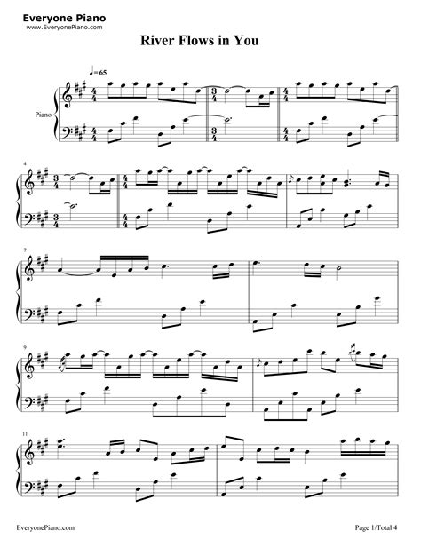 River Flows In You Yiruma Stave Preview Free Piano Sheet Music