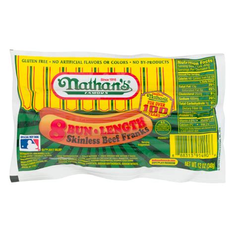 Save On Nathan S Famous Bun Length Beef Franks Skinless Ct Order Online Delivery Martin S