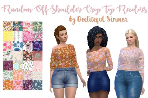 Random Off Shoulder Crop Top Recolors At Deeliteful Simmer Sims 4 Updates