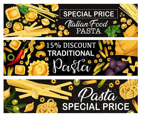 Italian Pasta Banners Italian Cuisine Stock Vector Colourbox