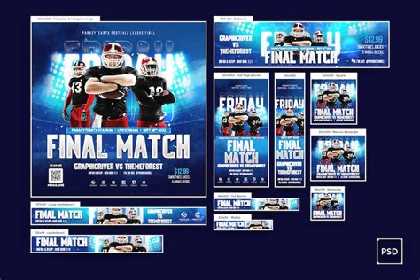 American Football Match Banners Ad Graphic Templates Envato Elements