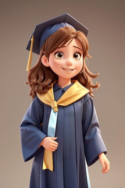 Premium Photo Happy Cute Kid Girl Children In Graduation Gown And Cap