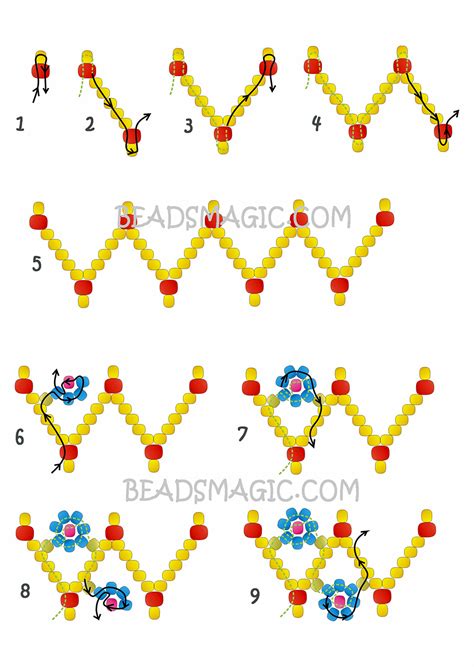 Free Pattern For Beaded Bracelet Spring Flowers Beads Magic