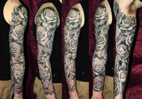 Black And White Rose Full Sleeve Tattoos Pinterest