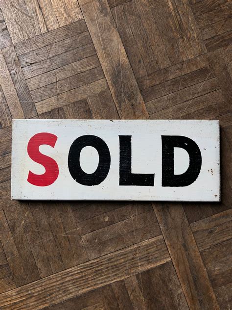 Vintage Sold Sign, Wood Trade Sign, Hand Painted Antique Sold Sign ...