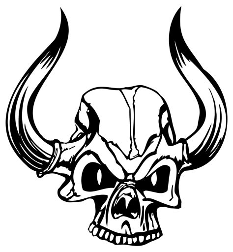 Onlinelabels Clip Art Evil Skull Line Art