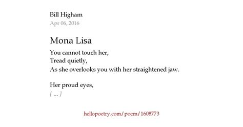 Mona Lisa By Bill Higham Hello Poetry