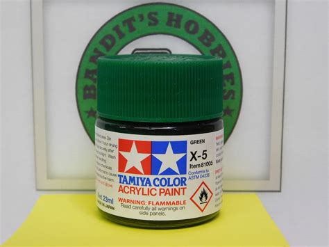 Tamiya X 5 Gloss Green Acrylic Paint 23ml Bottle Tam81005