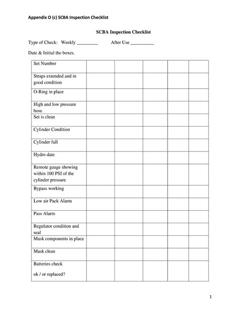 Scba Inspection Checklist Fill And Sign Printable Template Sexiz Pix