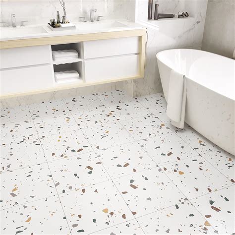 Westick Terrazzo Peel And Stick Floor Tile 20 Pcs Durable Removable