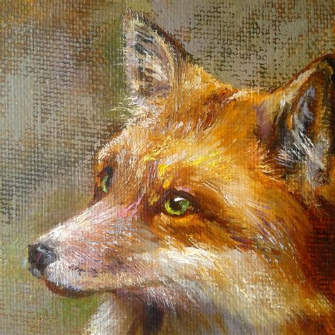 Fox Oil Painting Canvas 50x40 Cm 20 X 16 Inches Etsy