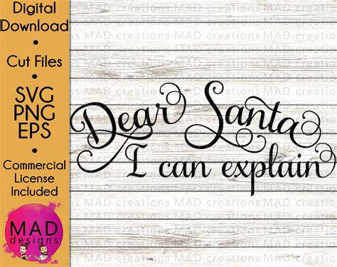 Dear Santa I Can Explain Cursive Script With Flourishes Etsy