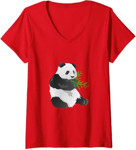 Womens Cute Panda Bear Chinese Zoo Animal V Neck T Shirt Uk