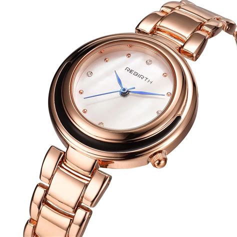 rebirth steel strap women watches fashion casual lady watch top brand luxury gold bracelet