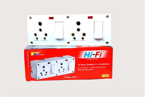 Hi Fi 16 Amps Double Ss Combined 22 Switch And Socket With Light