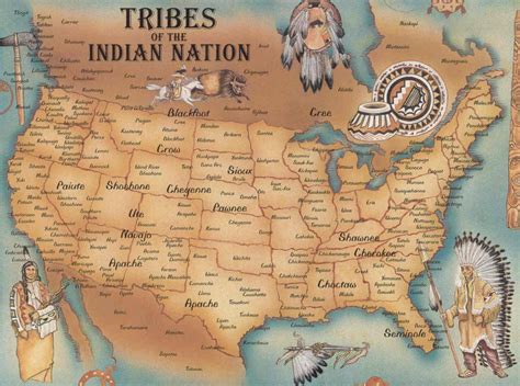 Tribes Of The Indian Nation Map Usa North America Native Americans