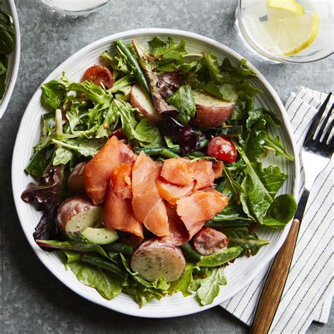 Here, it's kept nice and simple in this baked salmon with grapefruit salad. Smoked Salmon Salad Nicoise Recipe | EatingWell