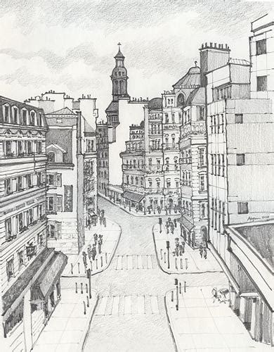 French Street Scene Drawing By Alyson Therrien