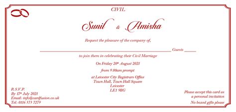 Civil Ceremony Invitation Wordings And Templates Uk