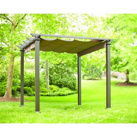 There is a slight slope, which allows accessorize your pergola with string lights, drapes, torches, and vines! Steel Pergola With Retractable Canopy - Pergola Gazebo Ideas