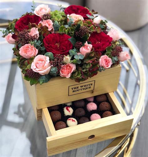 And we have thought of everything. Lovely flower box with chocolates | Flower box gift ...