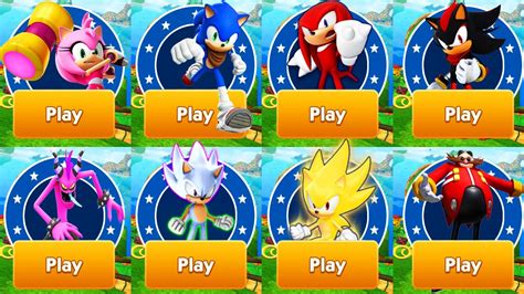 Sonic Dash Original Sonic Vs Knuckles Vs Shadow All 60 Characters