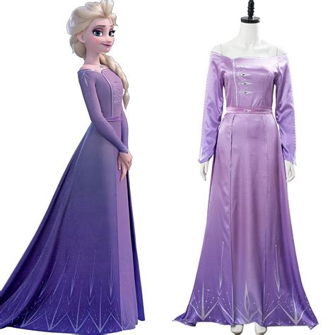 Frozen 2 Elsa Dress Nightgown Gown Pink Arendelle Bedroom Dress Purple