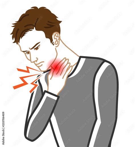 Sore Throat Physical Disease Image Clip Art Adults Men Line Art
