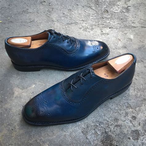 Navy Blue Allen Edmonds Cornwallis Calfskin Leather Dress Shoes Custom