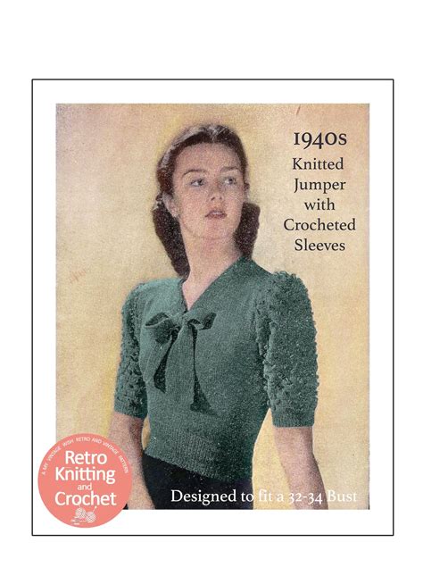 1940s Pussy Bow Blouse With Pdf Knitting And Crochet Pattern Etsy