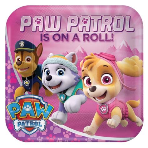 Paw Patrol Pappteller Chase Everest And Skye Pink