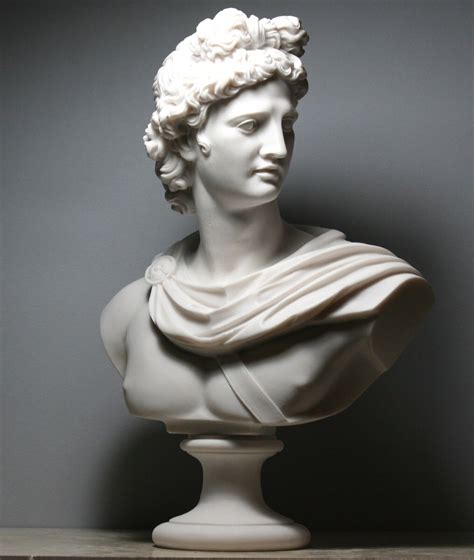 Apollo Greek Roman God Bust Head Cast Marble Statue Sculpture Handmade
